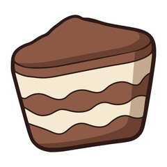 tiramisu cake sweet snack flat color vector illustration template design