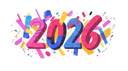 Colorful Flat Design Vector Illustration Featuring the Year 2026 with Abstract Background Elements in a Creative Style