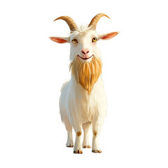 Fototapeta premium Happy Smiling White Goat Farm Animal Illustration Cute Cartoon Character Design Digital Painting Artwork Friendly Mammal Pet Goat Image pet goat 