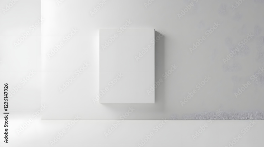Poster minimalist white room with geometric cube display