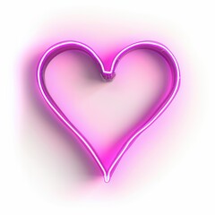 Glowing Neon Heart Outline in Bright Pink