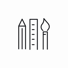 pencil ruler brush icon vector sign
