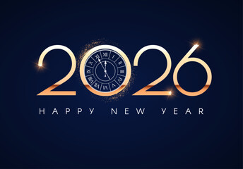 Happy new 2026 year Elegant gold text with light. Minimal text template