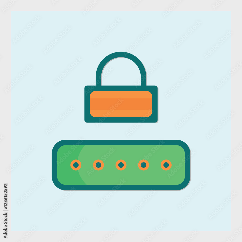 Poster secure password protection concept with lock and entry field minimal design