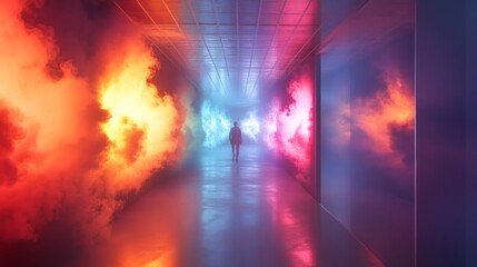 Colorful smoke reflection background