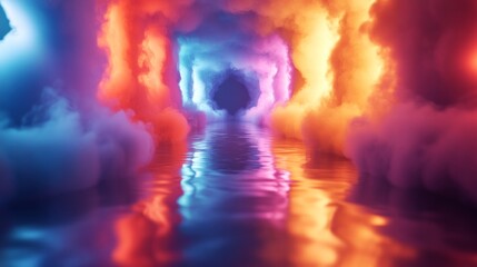 Colorful smoke reflection background