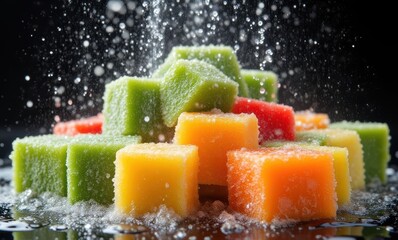 Colorful gummy candies with sugar sprinkles