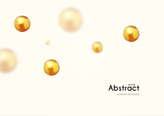 Abstract geometric background with gold spheres isolated on white