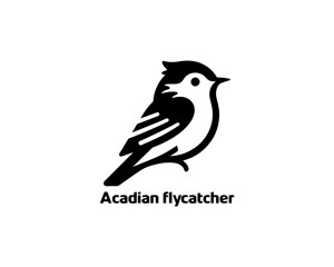 Acadian Flycatcher Bird Logo Design Icon Template