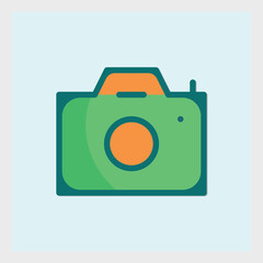 Vibrant minimalist illustration of a camera icon with smooth lines and bold colors