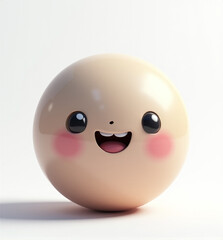 Playful 3D Ball with Face, Fun and Cheerful Toy for Kids on White Background
