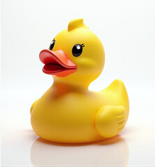 Cute 3D Rubber Duck, Playful and Cheerful Duck Toy for Kids on White Background
