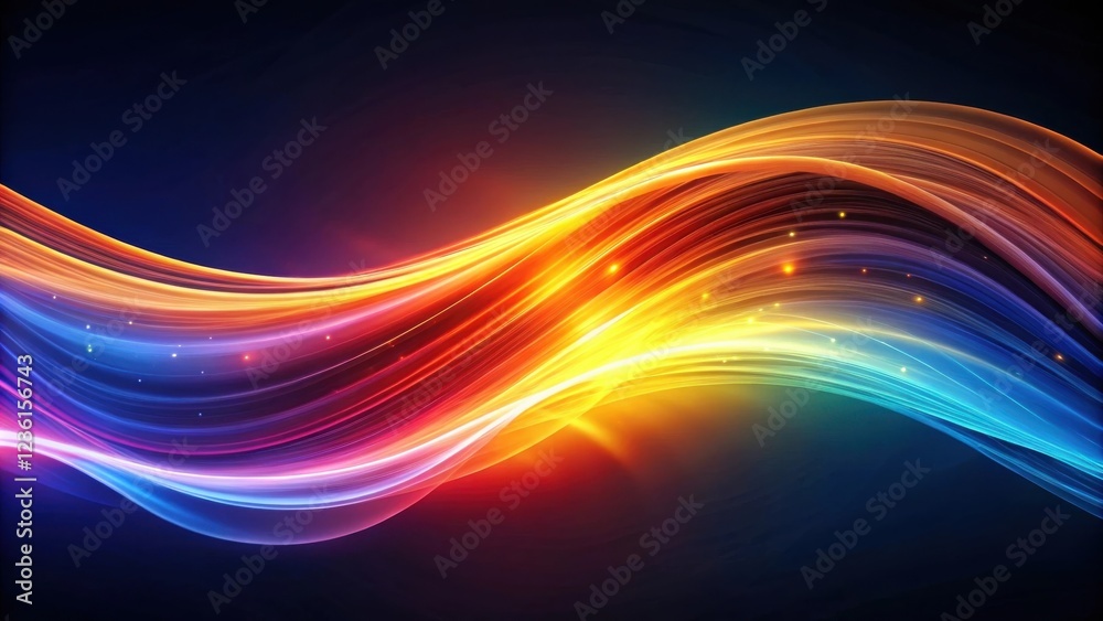 Aufkleber abstract vibrant wave of light and color on a dark background