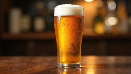 Glass of non-alcoholic beer with frothy head, symbolizing sober enjoyment