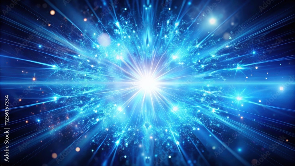 Poster a dazzling burst of blue light emanates from a central point, creating a radiant spectacle of energy