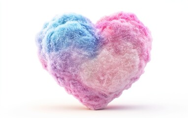 Fototapeta premium Heart crafted from soft pastel clouds for Saint Valentines Day and 8 March Womens Day isolated on a white background