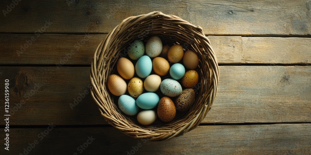 Poster Eggs on Wooden Table