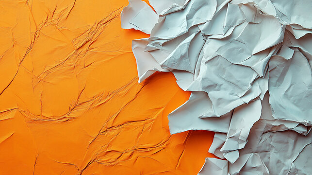 white  paper scarap on 3 d orange background