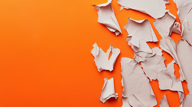 white  paper scarap on 3 d orange background