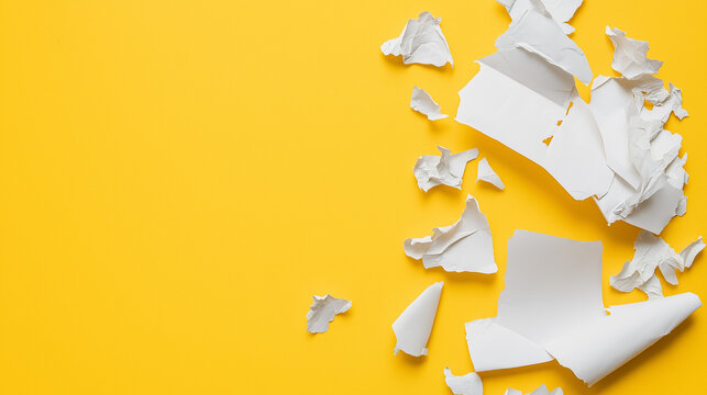 white  paper scarap on 3 d yellow background