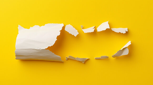 white  paper scarap on 3 d yellow background