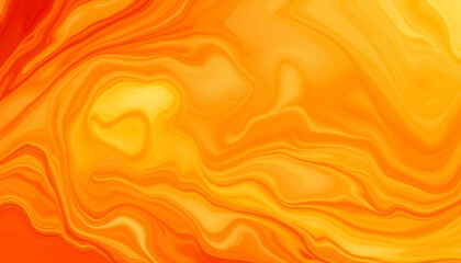Swirling orange and yellow liquid texture forming a dynamic and artistic abstract background with smooth flowing motion and warm vibrant tones for digital art