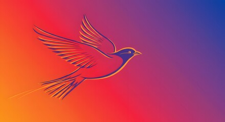 Naklejka premium Elegant Bird in Flight Abstract Art Print