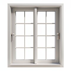 Obraz premium White Sliding Window with Multiple Panes, 3D Rendering, Isolated, Window Frame, Glass, Panes, Design