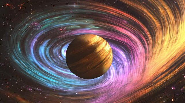 a planet covered in colorful light