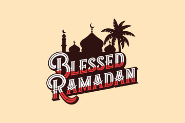 Obraz premium Blessed Ramadan – Islamic Typography Design for Ramadan Kareem