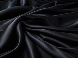 Obraz premium The black silk fabric is beautifully textured and elegant.