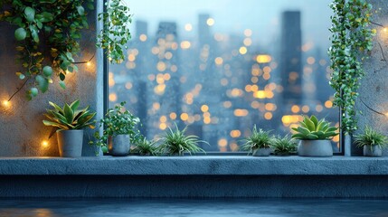 Inviting Virtual Online Presentation Background for Team Meetings with Scenic City Views and Lush Greenery for Zoom and Video Conferencing.