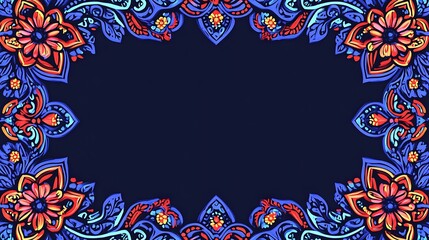 Obraz premium Vibrant Floral Frame Design With Dark Background