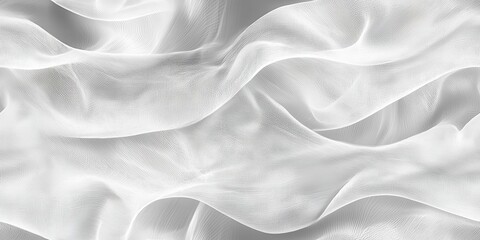 Obraz premium Soft, flowing white fabric texture with gentle waves, isolated on white background.