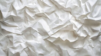 Obraz premium Crumpled White Paper Texture Background with Wrinkles and Creases
