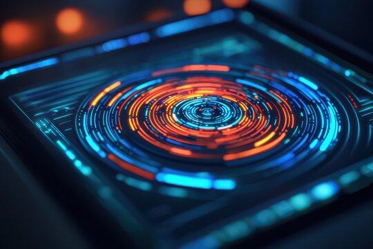 A modern craft studio with laser-cutting machines and intricate paper patterns on display, Futuristic style, Neon accents, High resolution. , closes up
