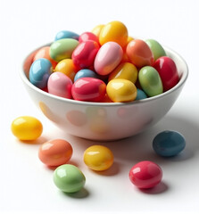 Adorable 3D Sweets on Plate, Joyful and Cheerful Candy Design on White Background
