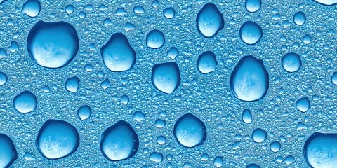 Water droplets on a blue surface, creating a refreshing natural effect.