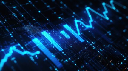 Digital stock market graphs and data analytics for financial monitoring, investment strategies, and trading performance analysis in a tech-driven economy.