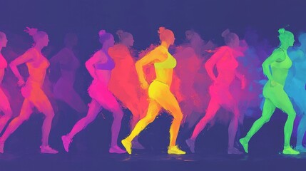 Vibrant Motion of an Athletic Woman Running in Bright Colors