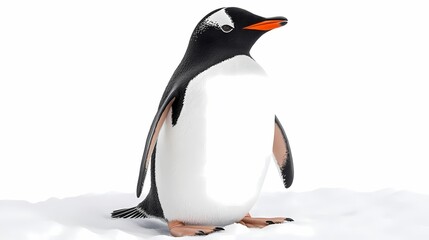 Obraz premium Cute and Playful Penguin Standing on Snowy White Background