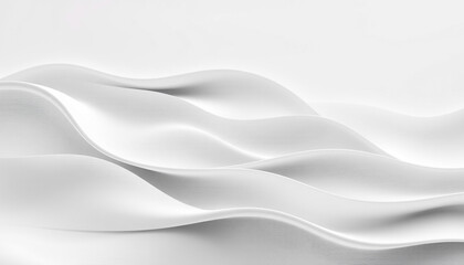 Obraz premium A minimalist white abstract background with smooth flowing waves, creating a clean and elegant visual for modern design and artistic concepts.