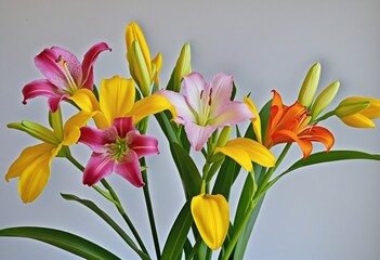 Naklejka premium Celebrating Love: A Macro Bouquet of Lilies for Special Occasions