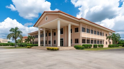 Grand Classical Building Under Partly Cloudy Sky