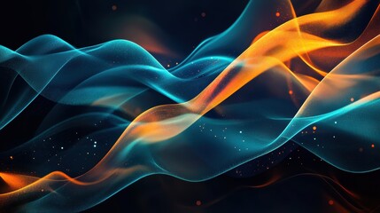 Flowing waves of light, vibrant colors in abstract digital art, representing energy, movement, and creativity in modern technology or design background themes.