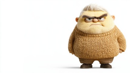 Grumpy 3d Rendered Character With Stern Expression