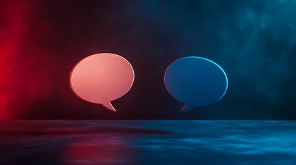 Colorful Speech Bubbles on Dramatic Background with Light Effects