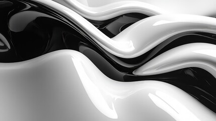 Black and white abstract background with flowing curves in a smooth on white background