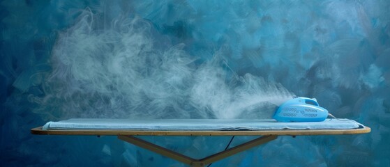 An image with ironing clothes on a board with an iron would be appropriate in articles about homemaking, clothes care, and blogs about household tips and life hacks.