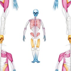 Human Anatomy Skeletal and Muscular Systems Illustration
